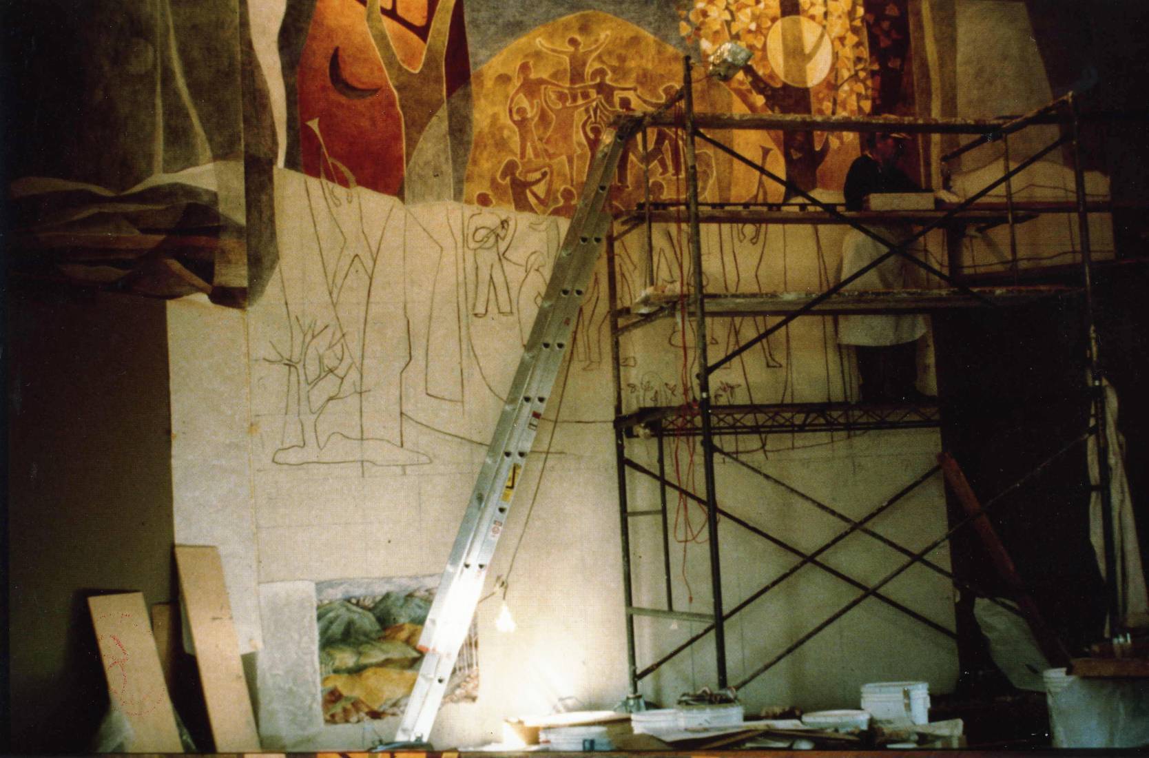 ill. Lucienne Bloch painting in First Presbyterian Church, Sheridan WY, 1979